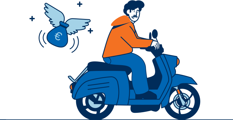 Siggi hat sich einen easyCredit Sofortkredit gesichert und damit seinen neuen Roller bezahlt.